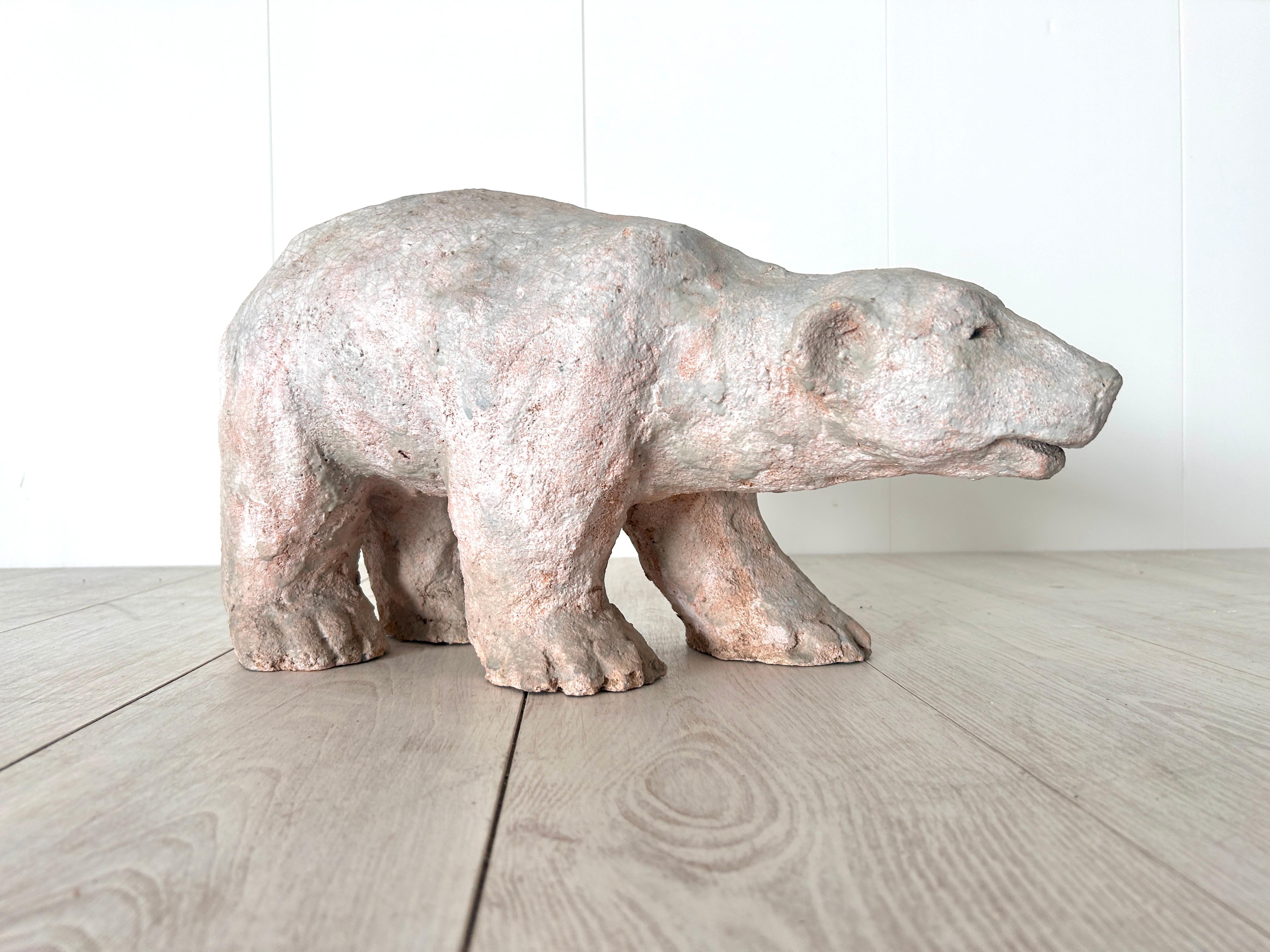 Italian Orso Polare, scultura in ceramica smaltata, anni '70 For Sale