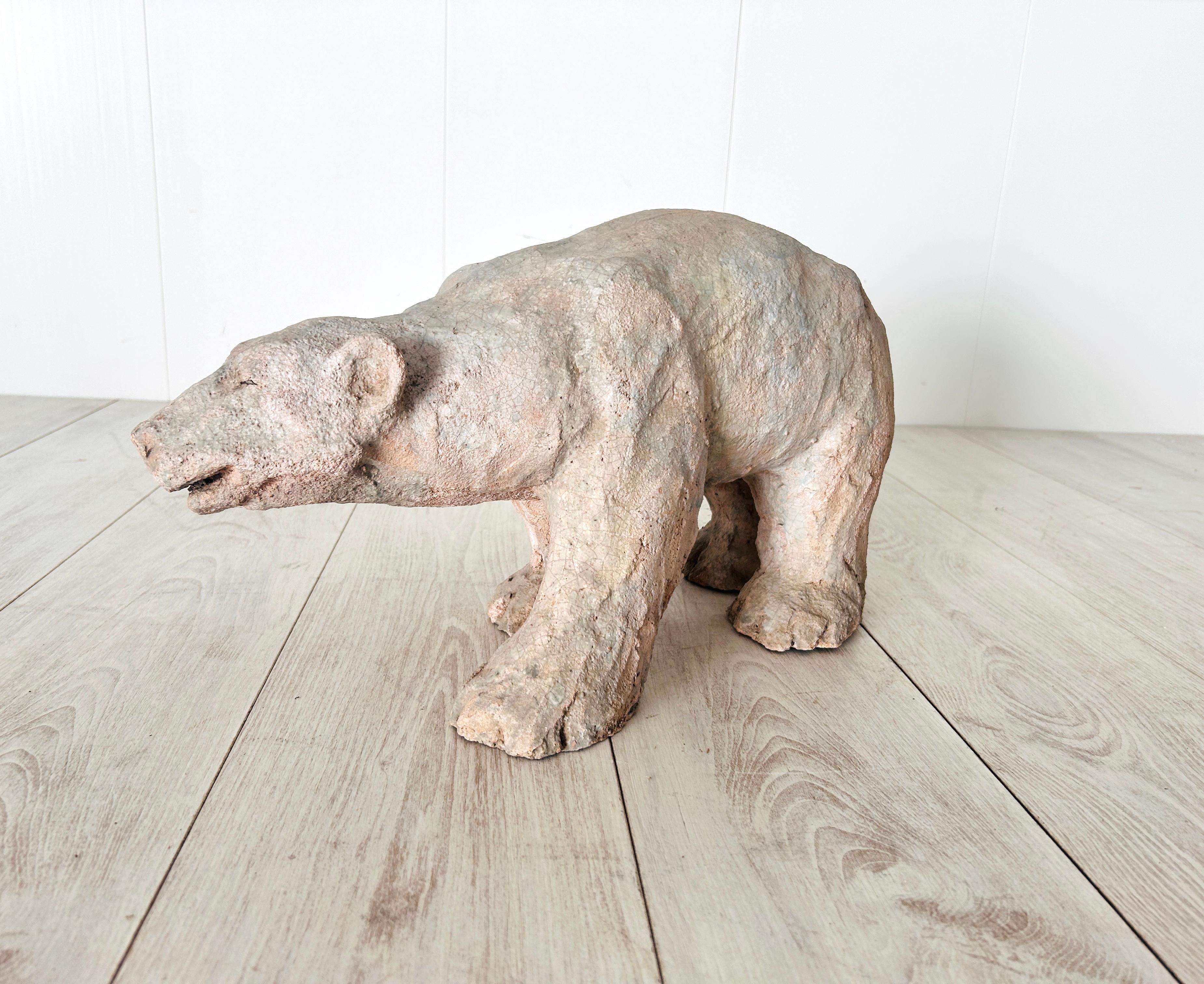 Orso Polare, scultura in ceramica smaltata, anni '70 In Good Condition For Sale In Rivoli, IT