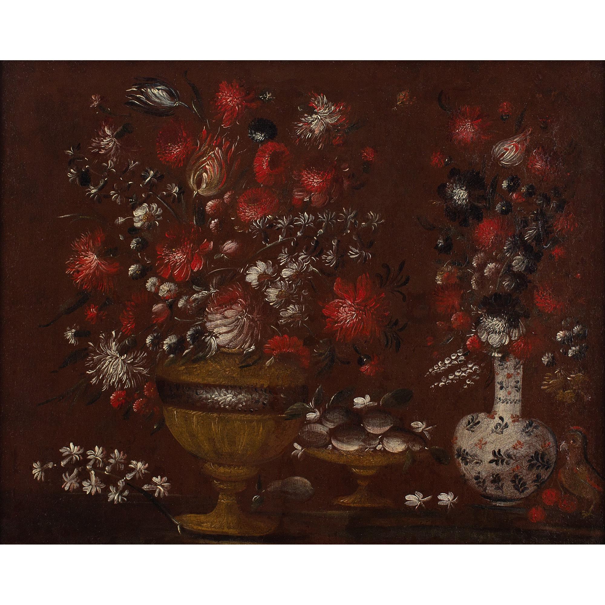 Nature morte avec fleurs, école italienne du 17e siècle, peinture à l'huile - Painting de Orsola Maddalena Caccia