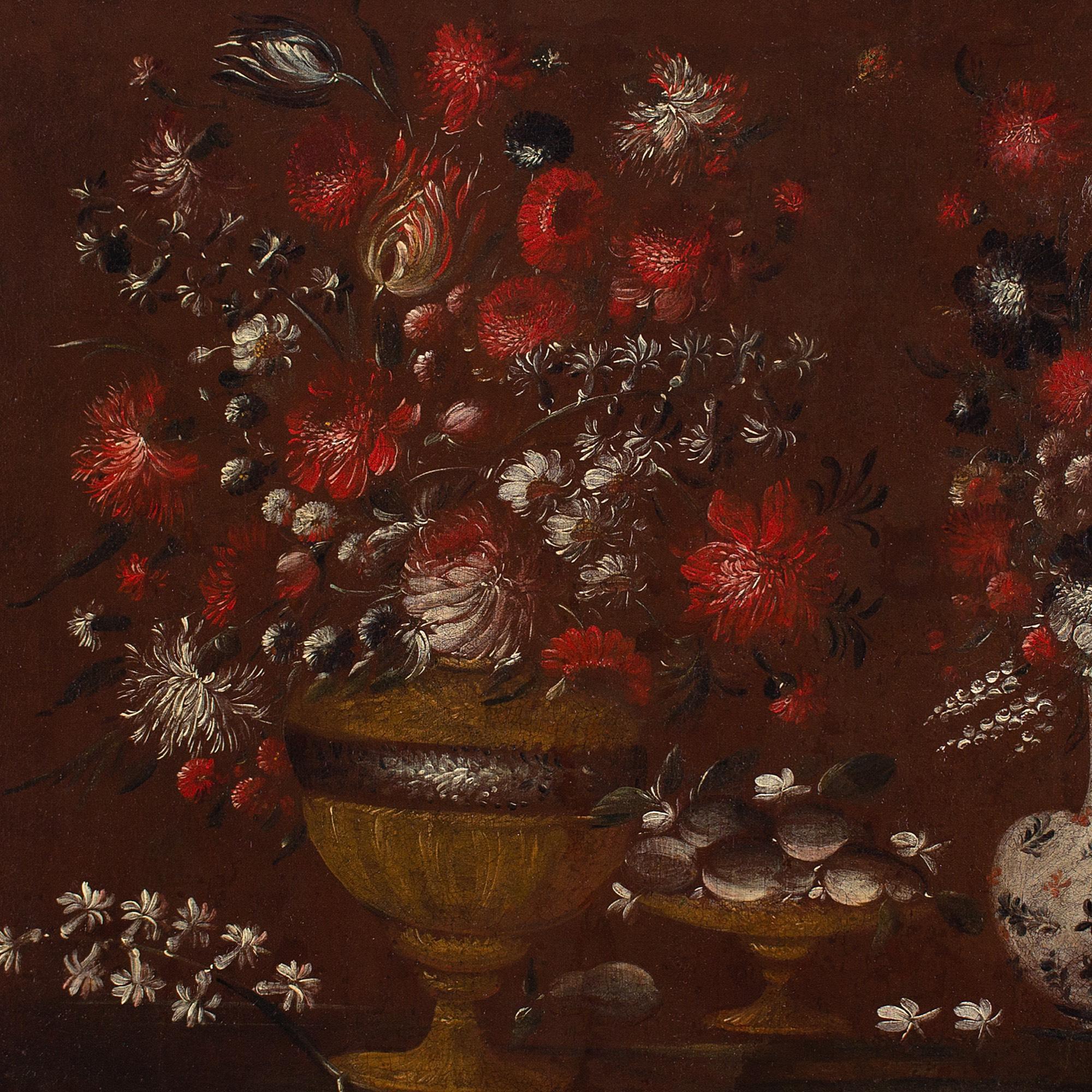 Dieses italienische Stillleben aus dem späten 17. Jahrhundert zeigt eine Urne mit Blumen, eine Schale mit Obst, eine Porzellanflasche und einen Vogel. Zuvor befand es sich in der Sammlung des National Trust.

Stellen Sie sich vor, wir schreiben das