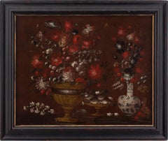 Nature morte aux fleurs de l'école italienne du XVIIe siècle, peinture à l'huile