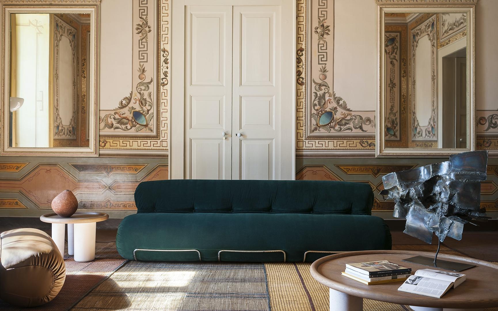 Acier Orsola - Canapé en tissu de Gastone Rinaldi pour Tacchini L 240 cm (94.5 in) en vente