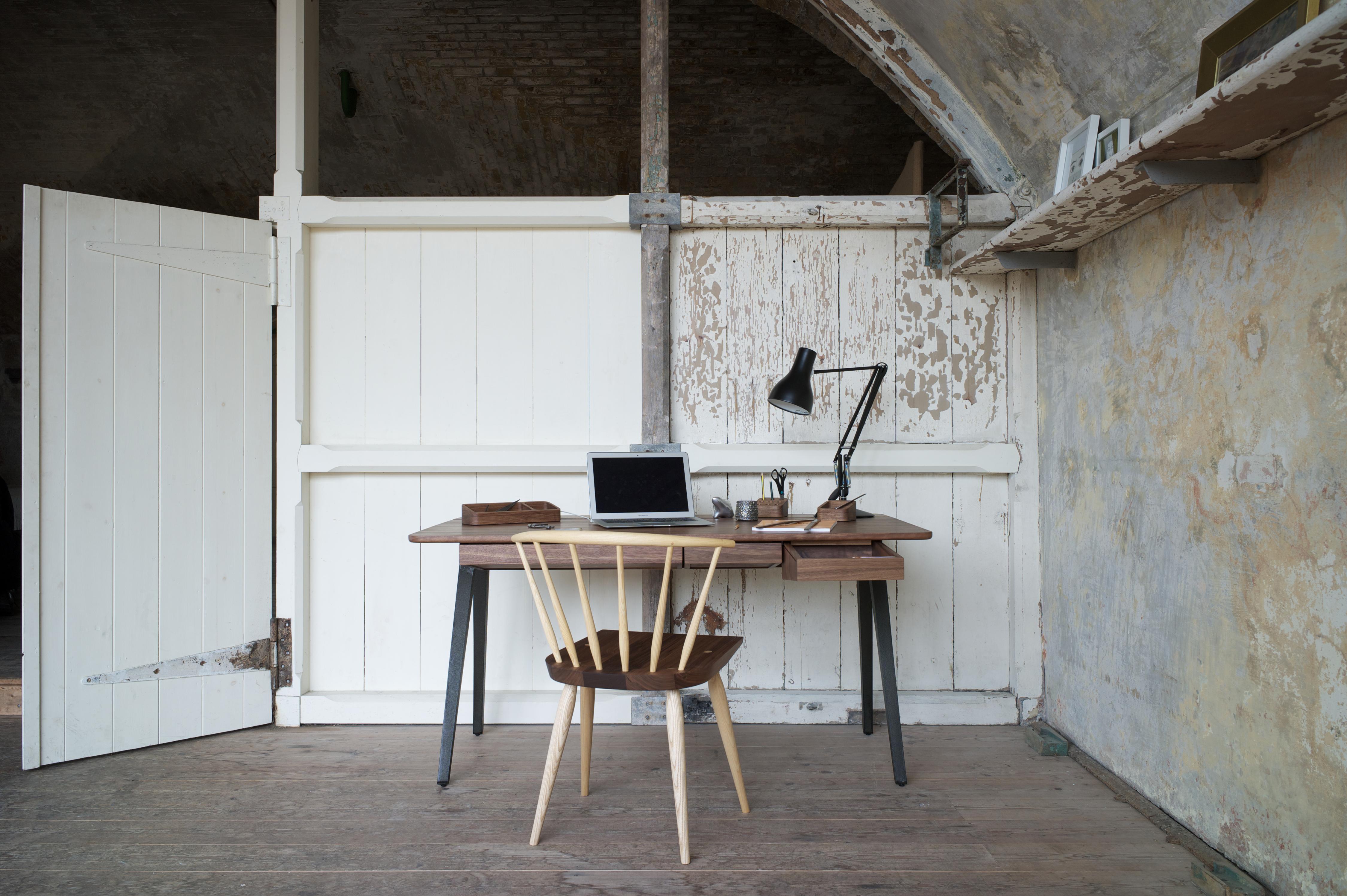 The Orson desk, designed by Matthew Hilton, adds depth and intrigue to any space. Made in black walnut with cast-iron detail this minimal, industrial inspired piece reads as both sophisticated and down-to-Earth.
    