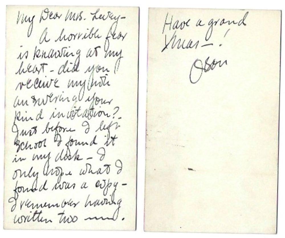 Intriguing Orson Welles handwritten and signed Christmas card
Welles writes to 