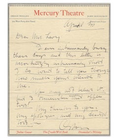 Orson Welles Twice-Signed Handwritten Letter