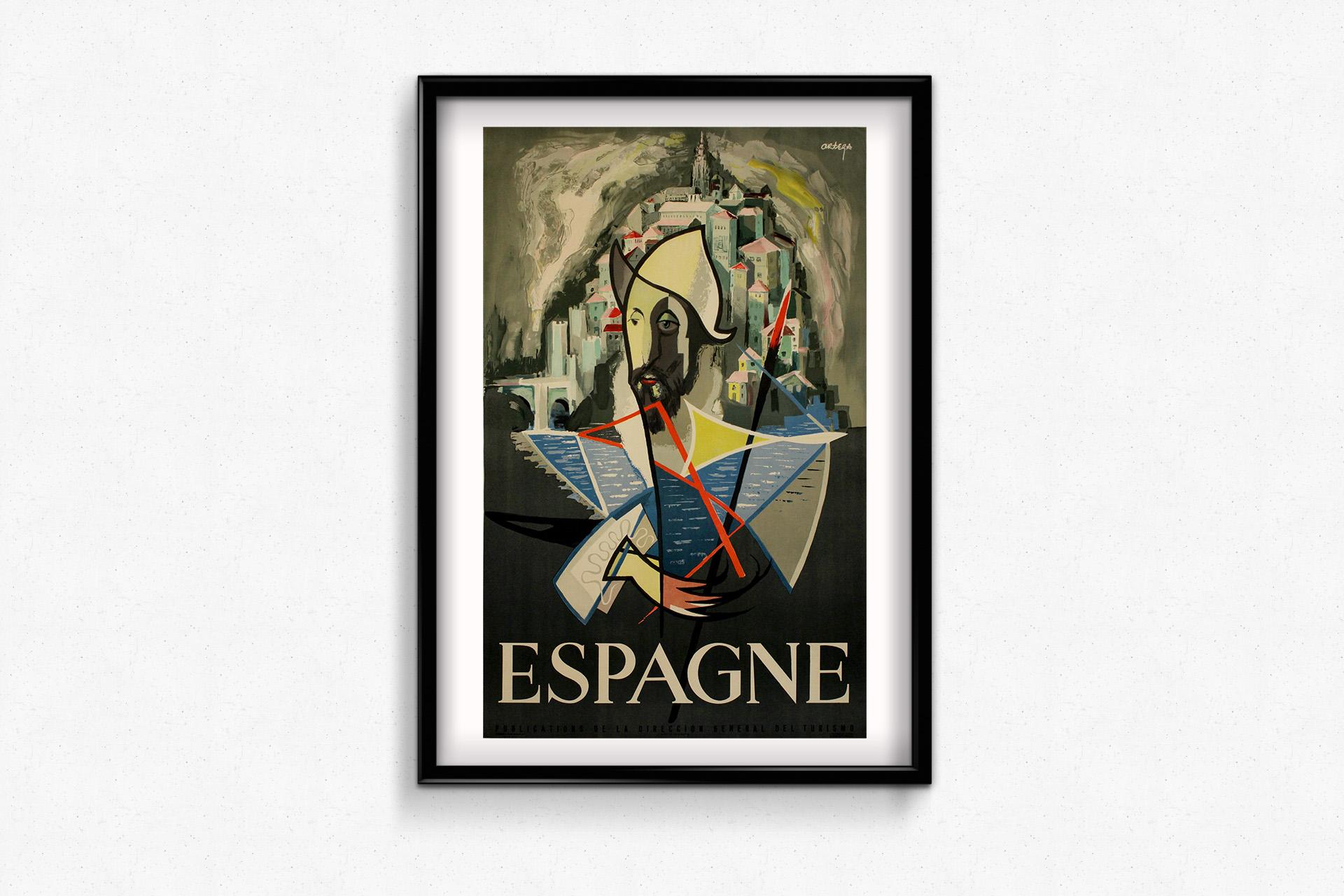Circa 1960 original travel poster - Spain - modern depiction of Don Quixote For Sale 2