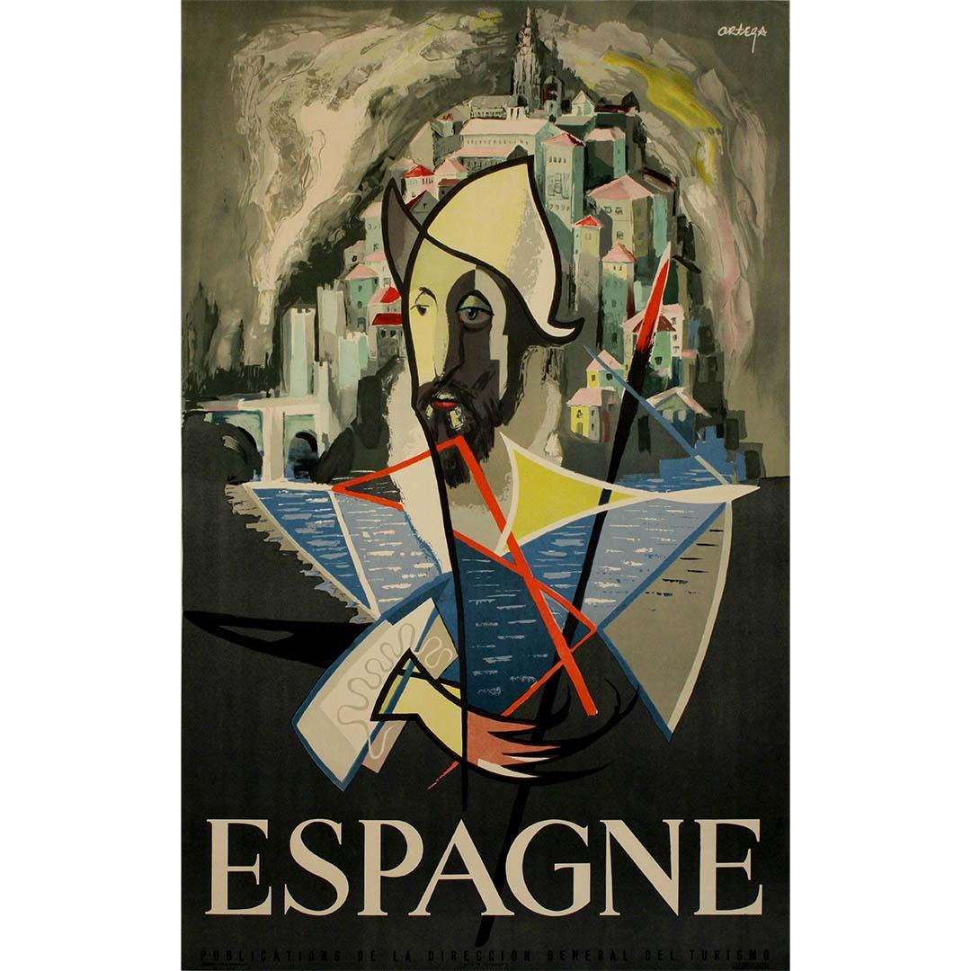 Circa 1960 original travel poster - Spain - modern depiction of Don Quixote - Print by Ortega