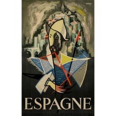Circa 1960 original travel poster - Spain - modern depiction of Don Quixote