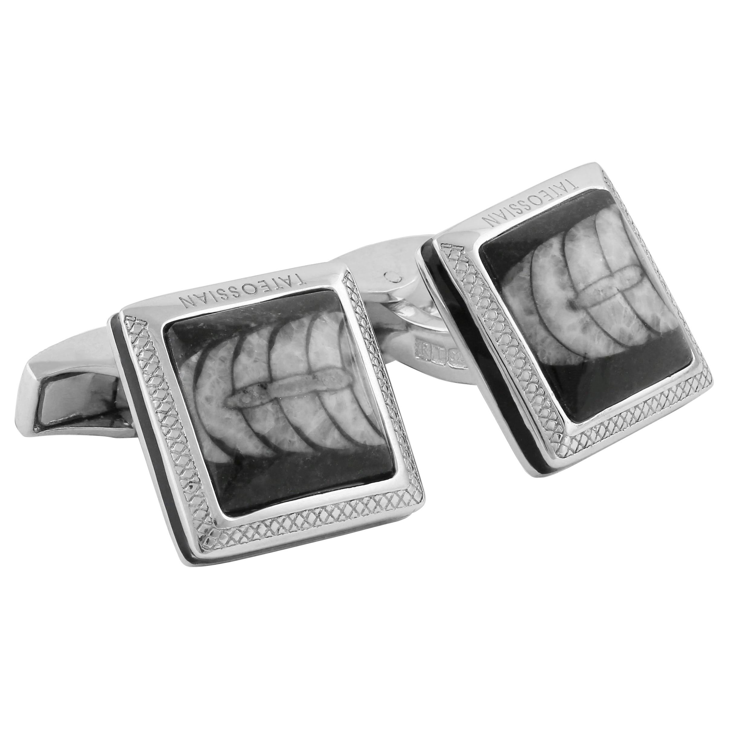 Orthoceras Fossil Silver Cufflinks 'Limited Edition, 40 Pairs' For Sale