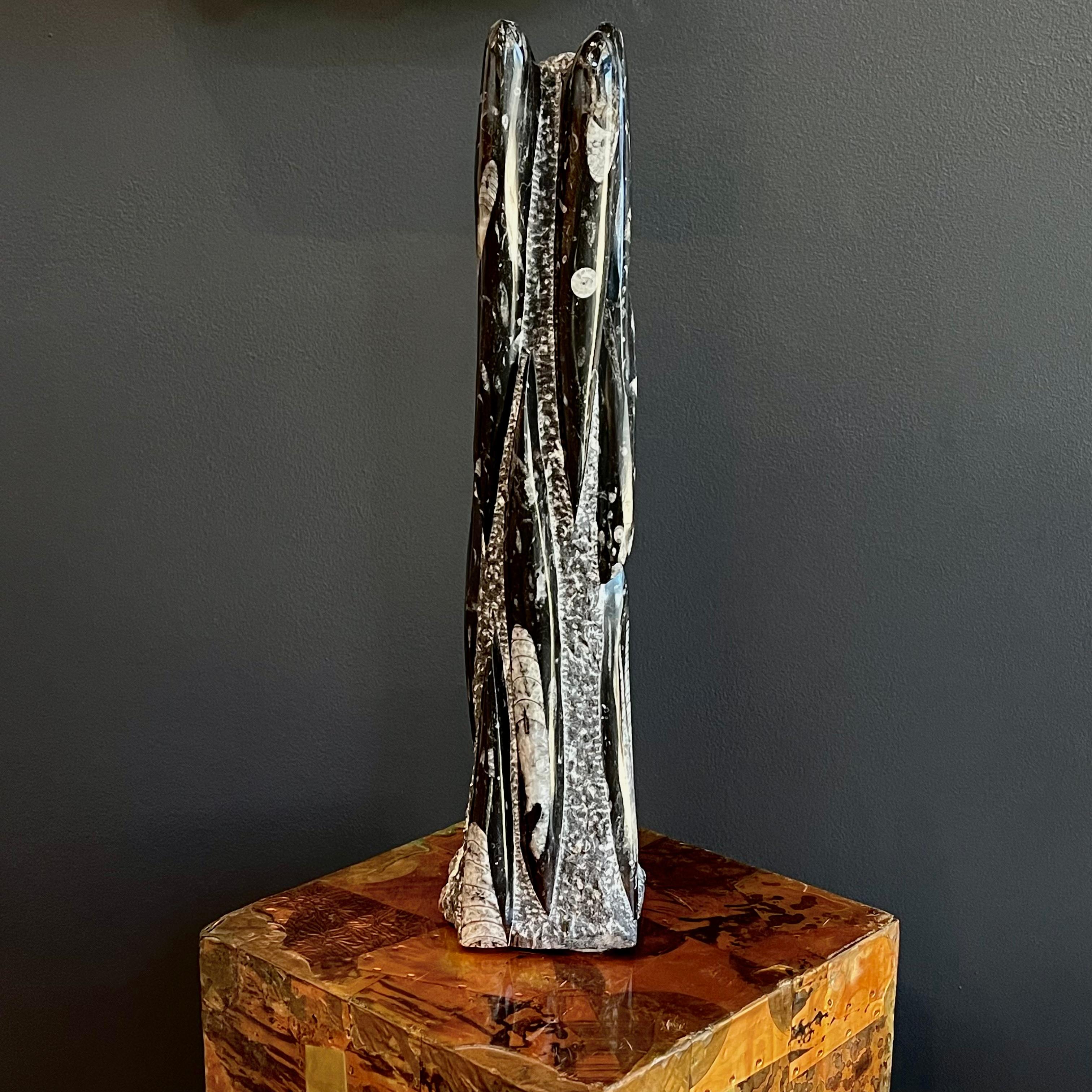 Mid-Century Modern Orthoceras Fossil Tower Sculpture  For Sale