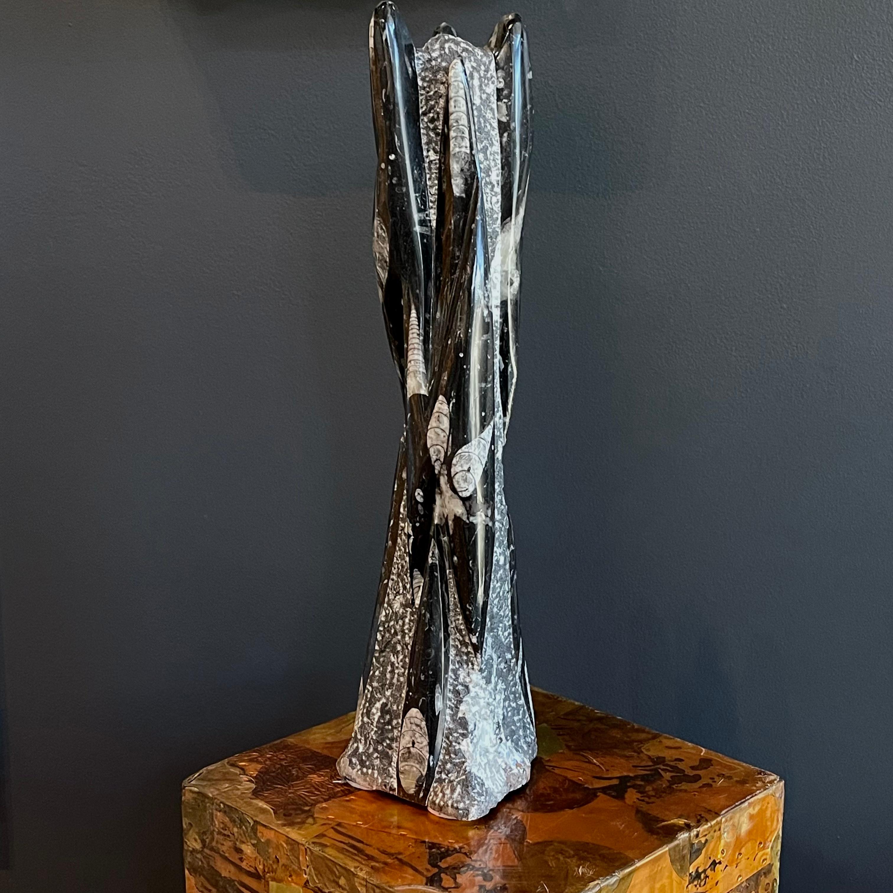 20th Century Orthoceras Fossil Tower Sculpture  For Sale