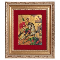 Antique Orthodox Icon / St. George and the Dragon