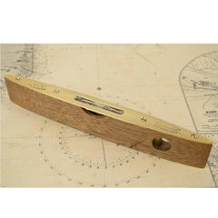 Orthogonal Water Level Made of Wood and Brass