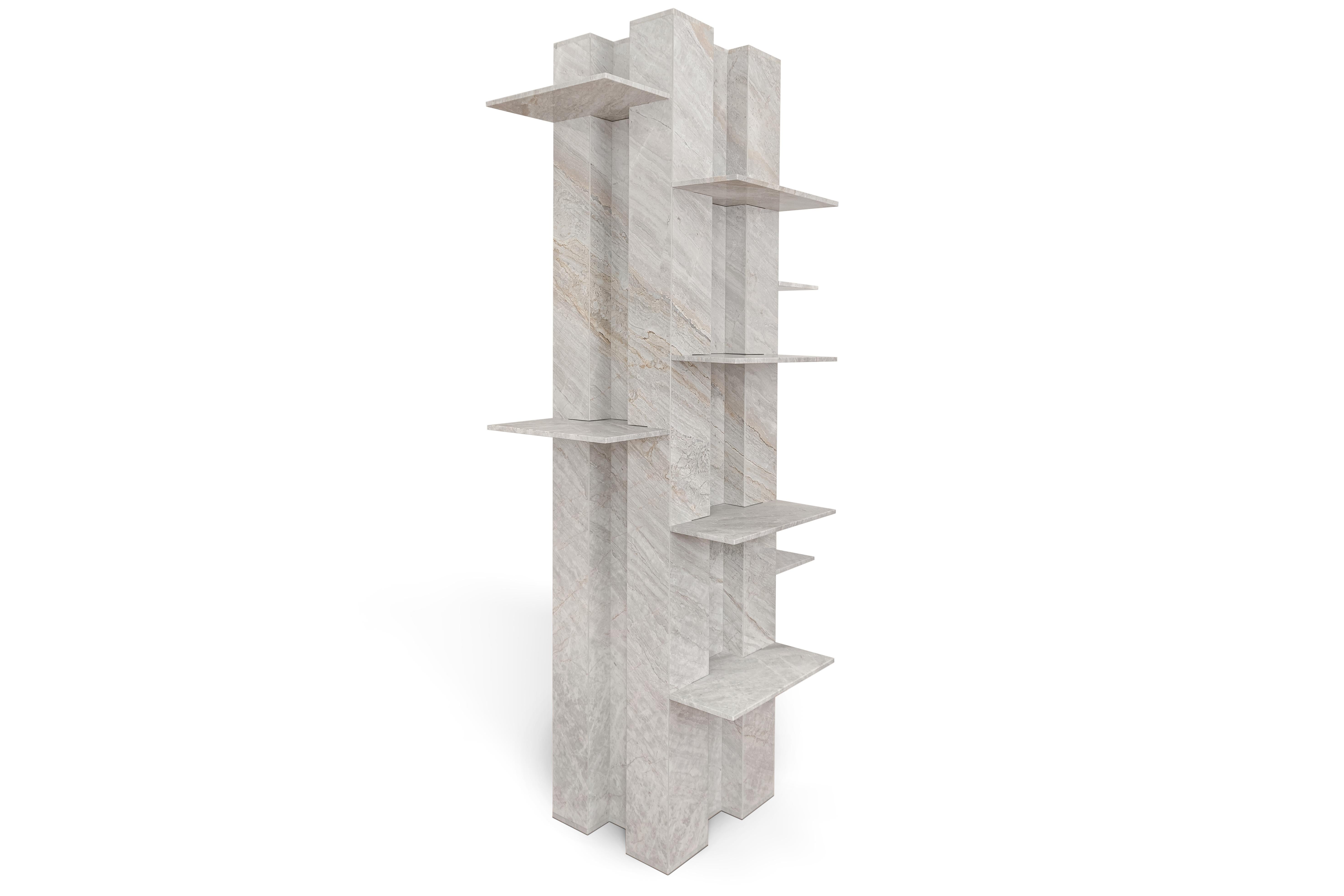 Orthogonals Grande Freestanding Marble Bookcase by ​STUDIO IB MILANO
Signed
Limited Edition
Dimensions: D 70 x W 70 x H 170 cm.
Materials: Cascata marble

Also available in other stones.

A true work of art that combines symmetrical, pure, and