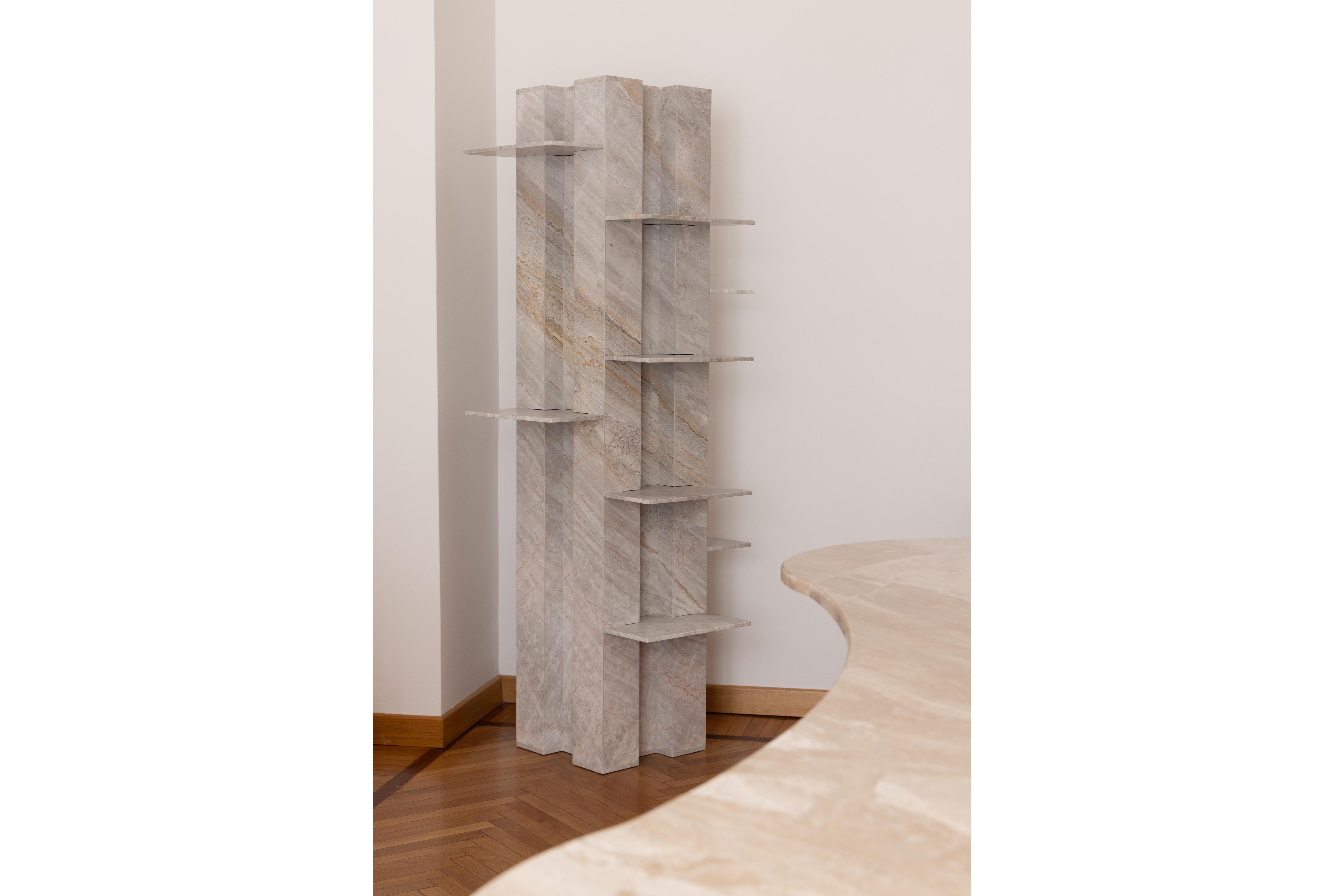 Italian Orthogonals Grande Freestanding Marble Bookcase by STUDIO IB MILANO For Sale