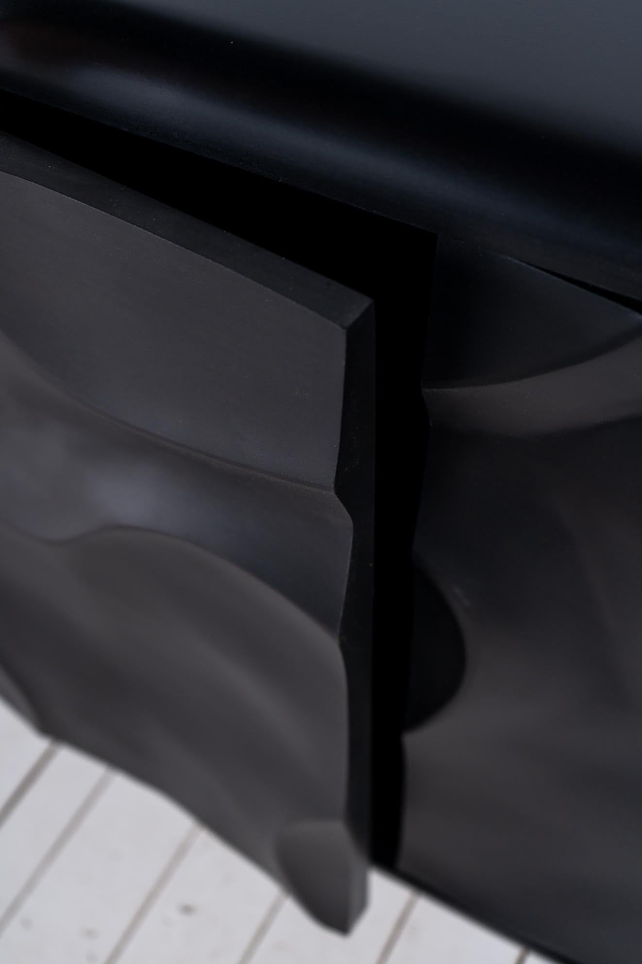 Contemporary Orthos Cabinet - Hand carved Ebonized Maple - XL For Sale