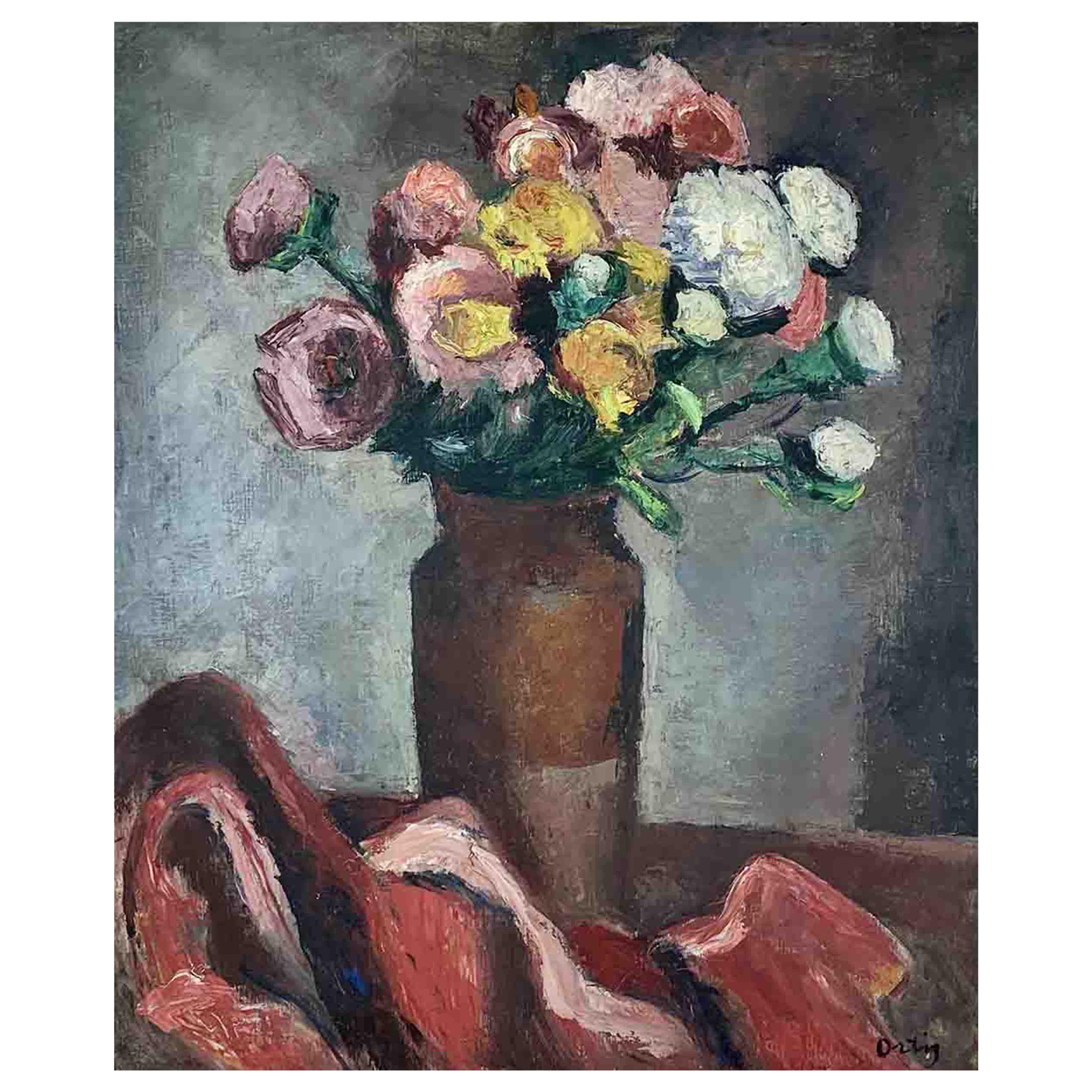 Ortiz De Zarate Manuel "Vase of flowers" For Sale