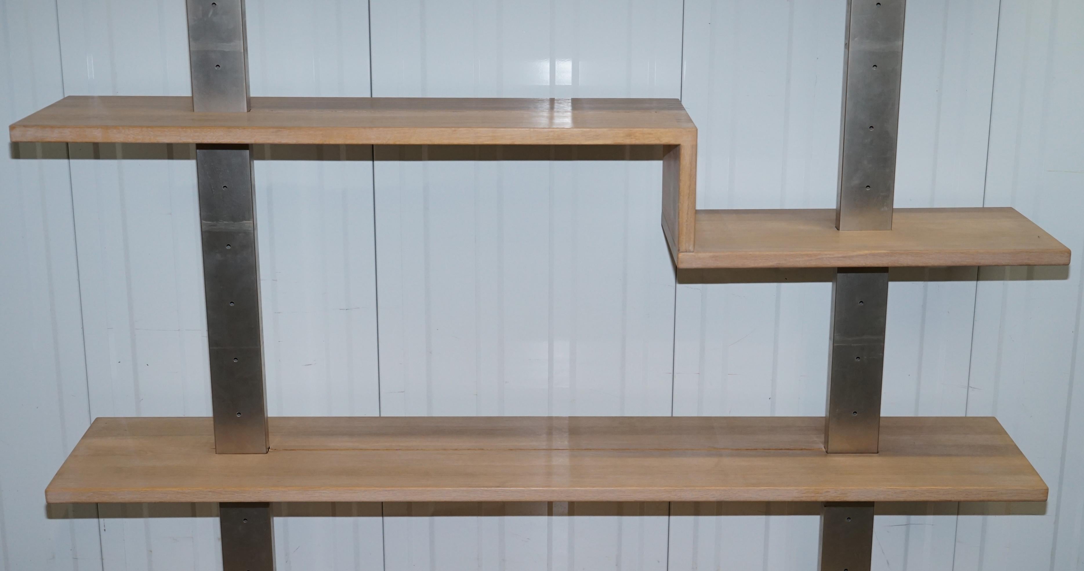 20th Century Orum Mobler Chrome and Ash Bookcase Height Adjustable Shelves and Drawer