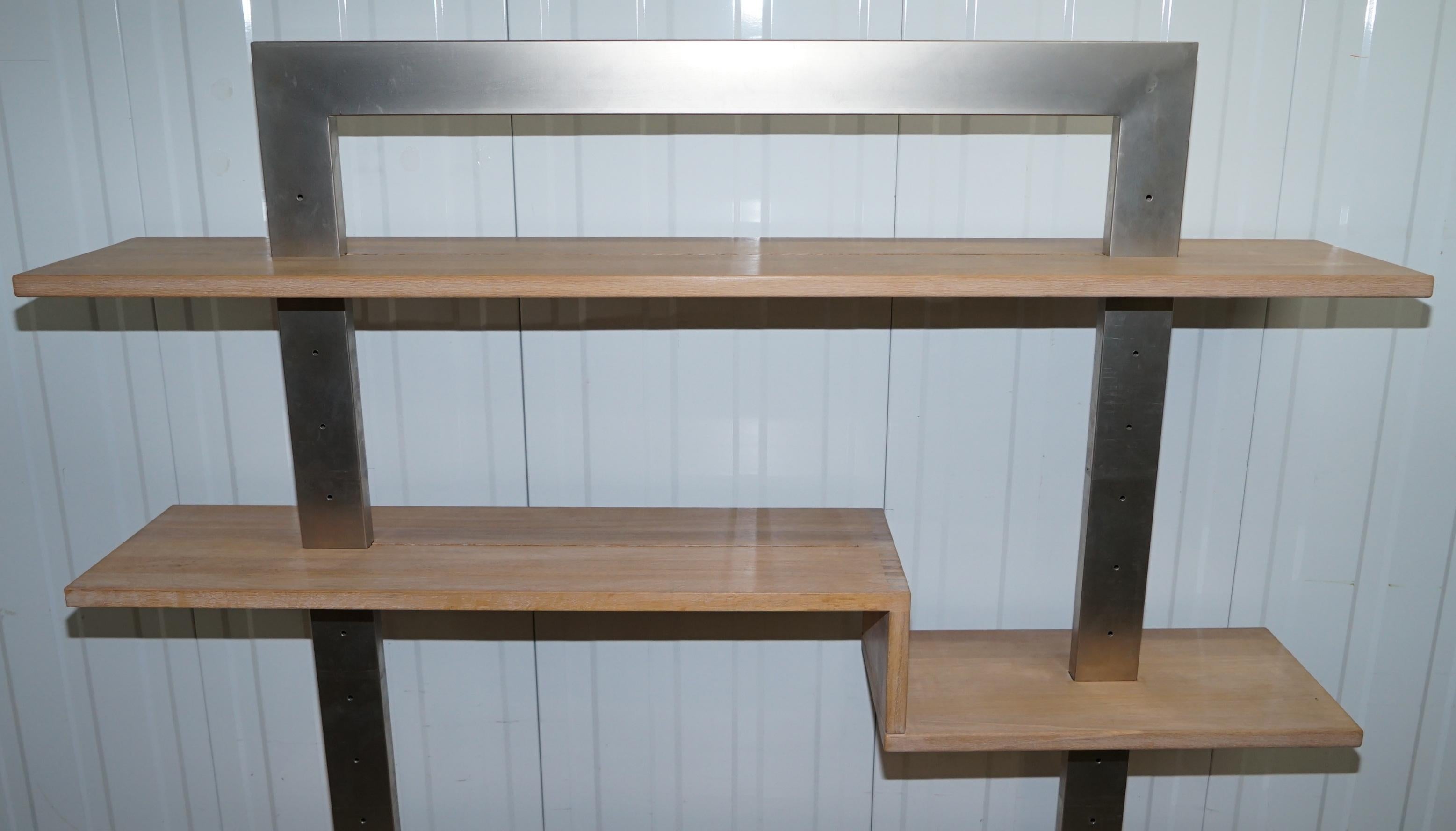 Orum Mobler Chrome and Ash Bookcase Height Adjustable Shelves and Drawer 1