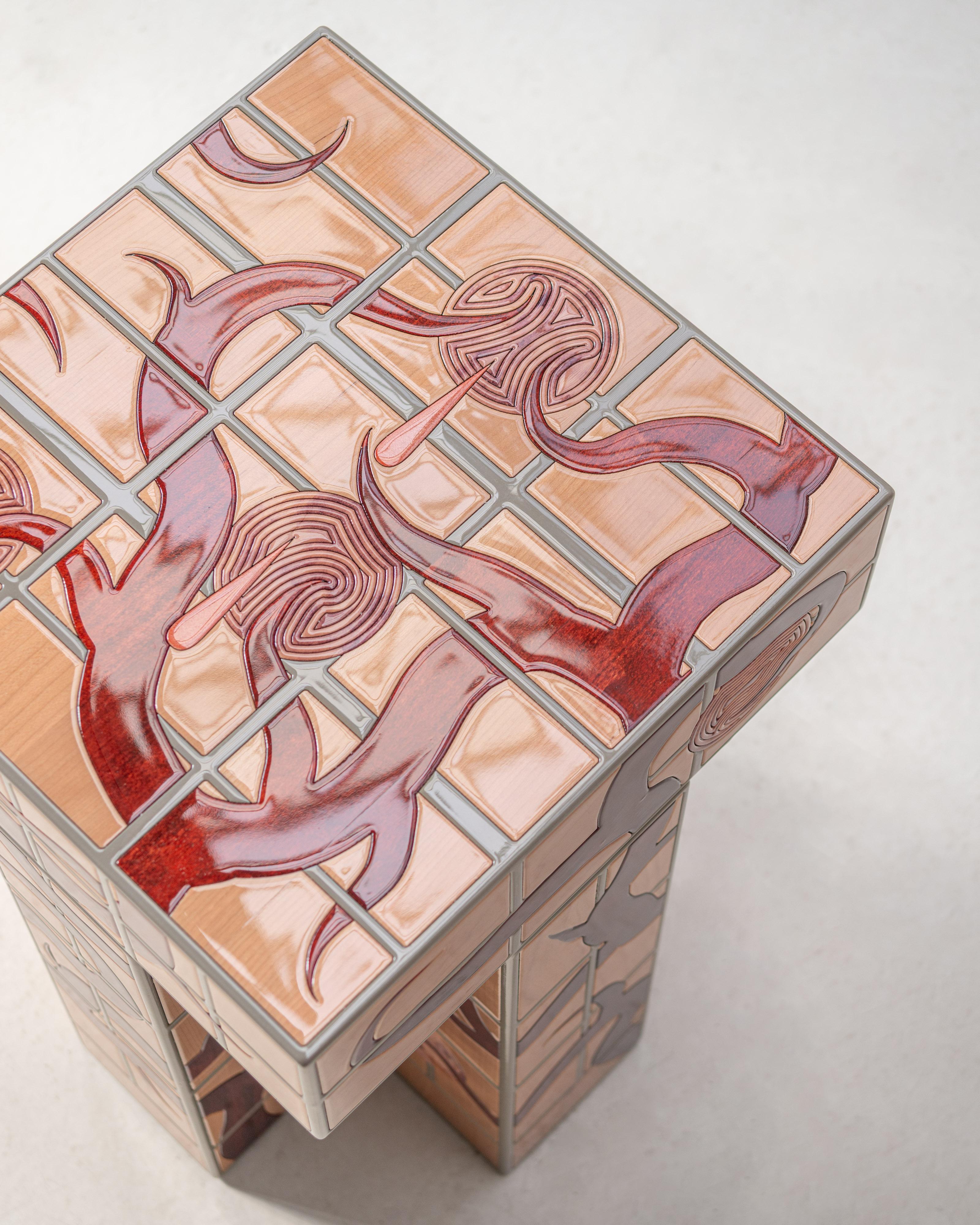 Tabouret en bois marqueté Orvalho par Laurids Gallée Neuf - En vente à Milano, Lombardia