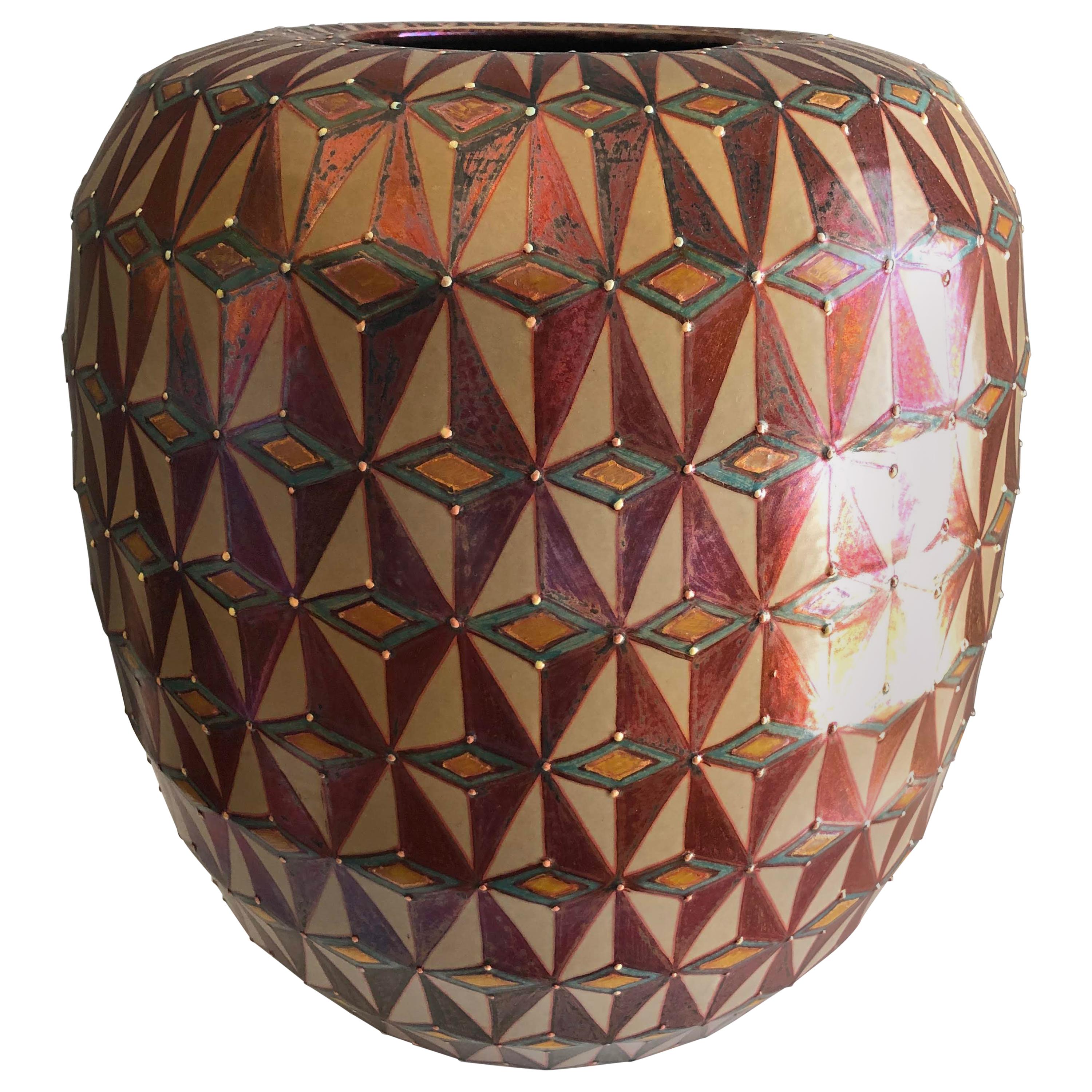 Ceramic Vase by Bottega Vignoli Hand Painted Glazed Earthenware Italian For Sale