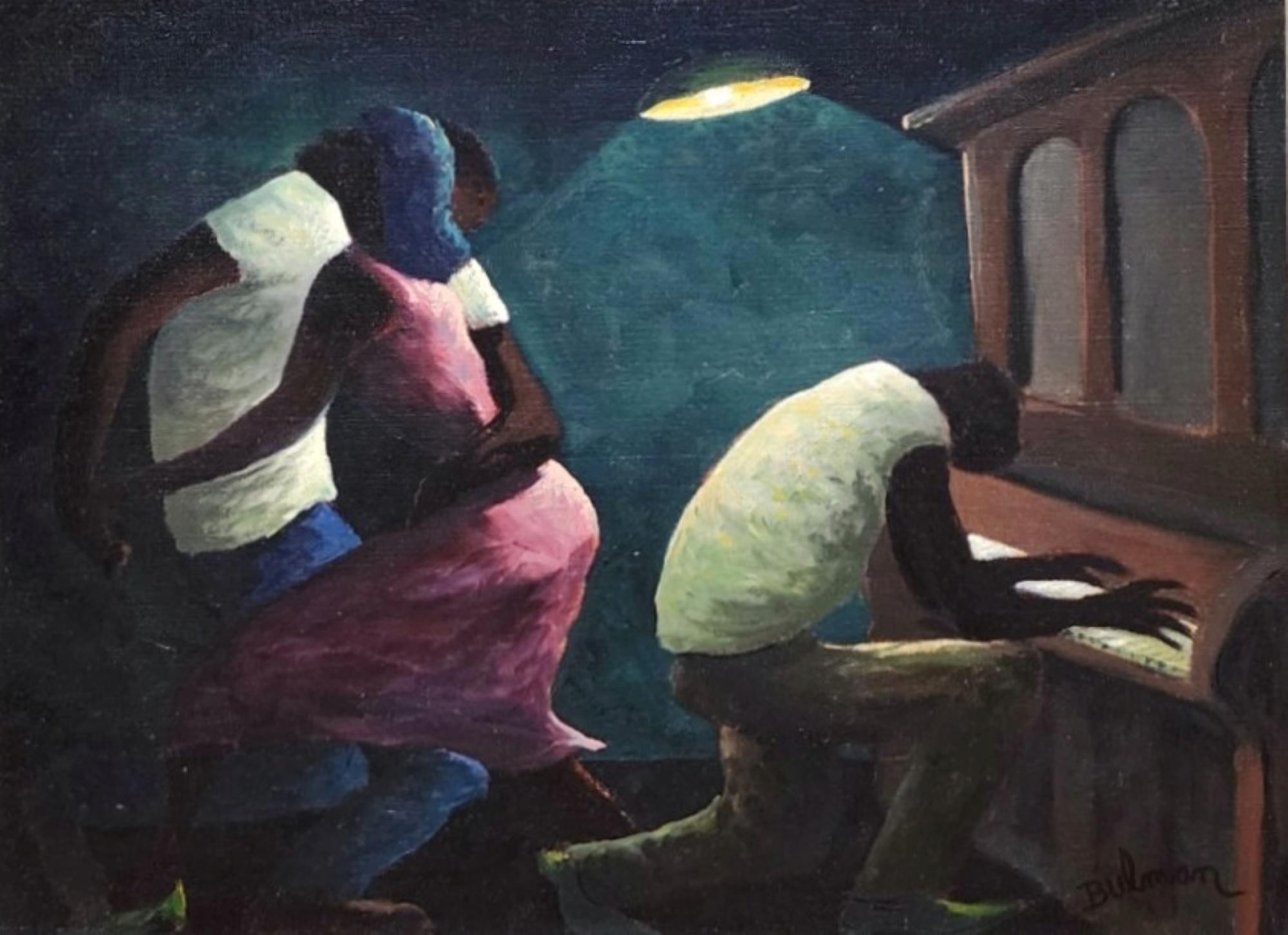 Un grande uomo al pianoforte - Painting Moderno di Orville Bulman