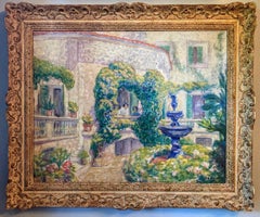 On the Patio in Giverny, Frankreich, signiert von Orville Root, datiert 1911
