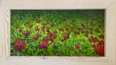 Pfingstrosen und Tau . Diptychon mit Originalgemälden in Holzrahmen.