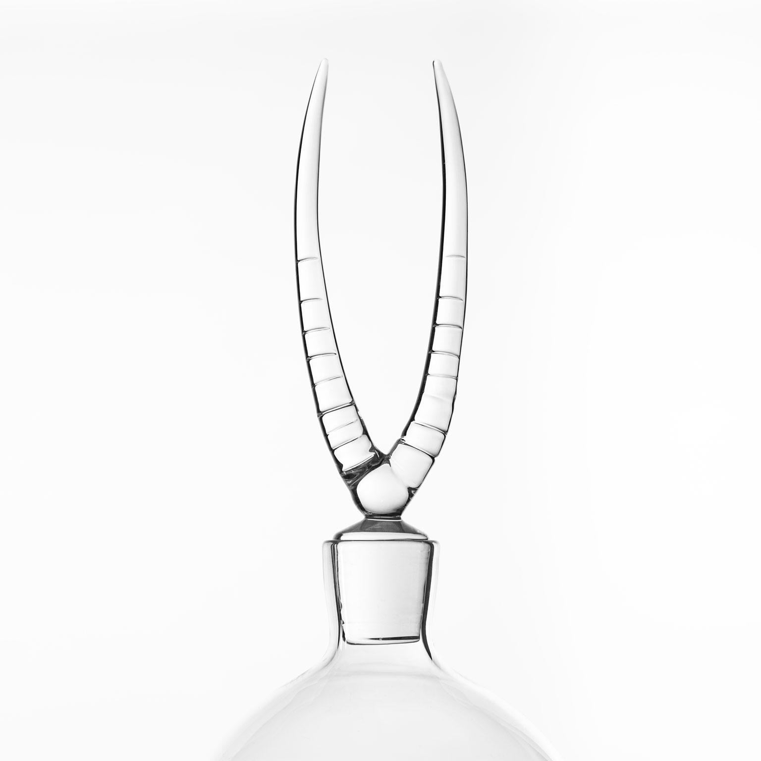 Modern 'Oryx Bottle' Hand Blown Glass Bottle by Simone Crestani For Sale