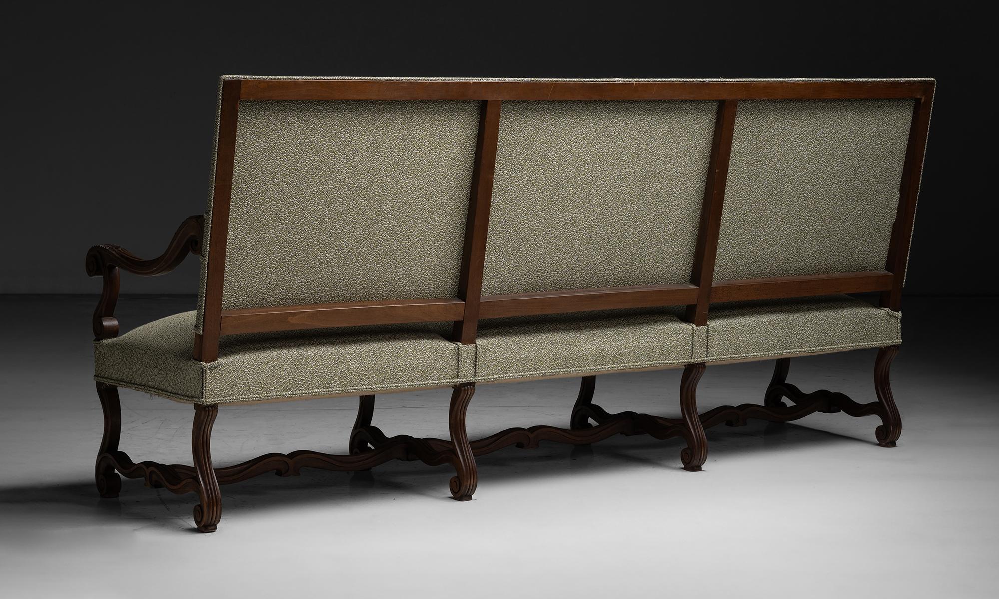 Os de Mouton Benches in Pierre Frey Linen, France Circa 1890 In Good Condition For Sale In Culver City, CA