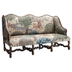 Antique Os de Mouton Sofa in Tapestry Linen from William Morris, France, Circa 1770