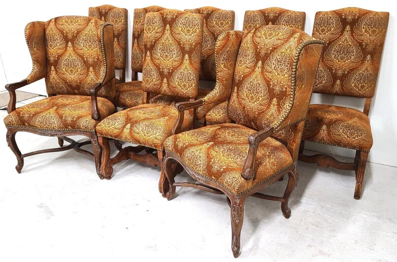 Offering one of our recent palm beach estate fine furniture acquisitions of a 
Set of (8) Os De Mouton wingback dining chairs by Century Furniture
Includes 2 wingback armchairs and 6 side chairs featuring hand-carved features and French nail