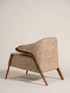 Osa Armchair for Uultis with Walnut Frame and Leather Upholstery, Brazil, 2020