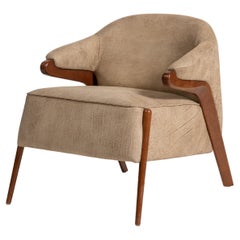 Osa Armchair for Uultis with Walnut Frame and Leather Upholstery, Brazil, 2020