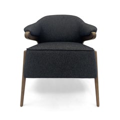 Osa Upholstered Armchair in Walnut Finish and Charcoal Fabric