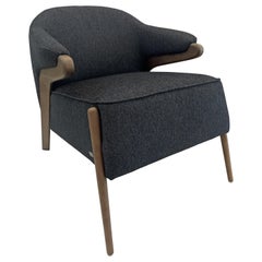 Osa Upholstered Armchair in Walnut Finish and Charcoal Fabric