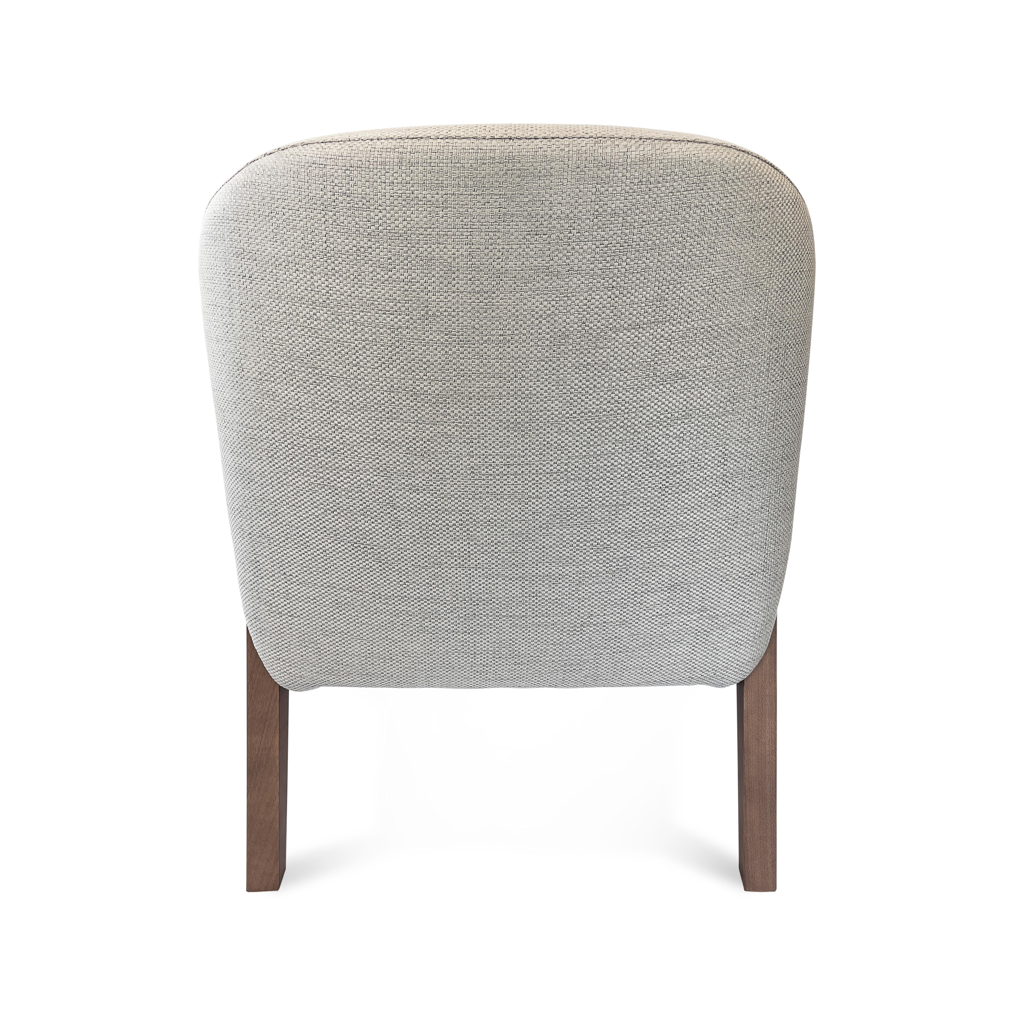 Upholstery Osa Upholstered Armchair in Walnut Wood Finish Frame and Beige Fabric For Sale