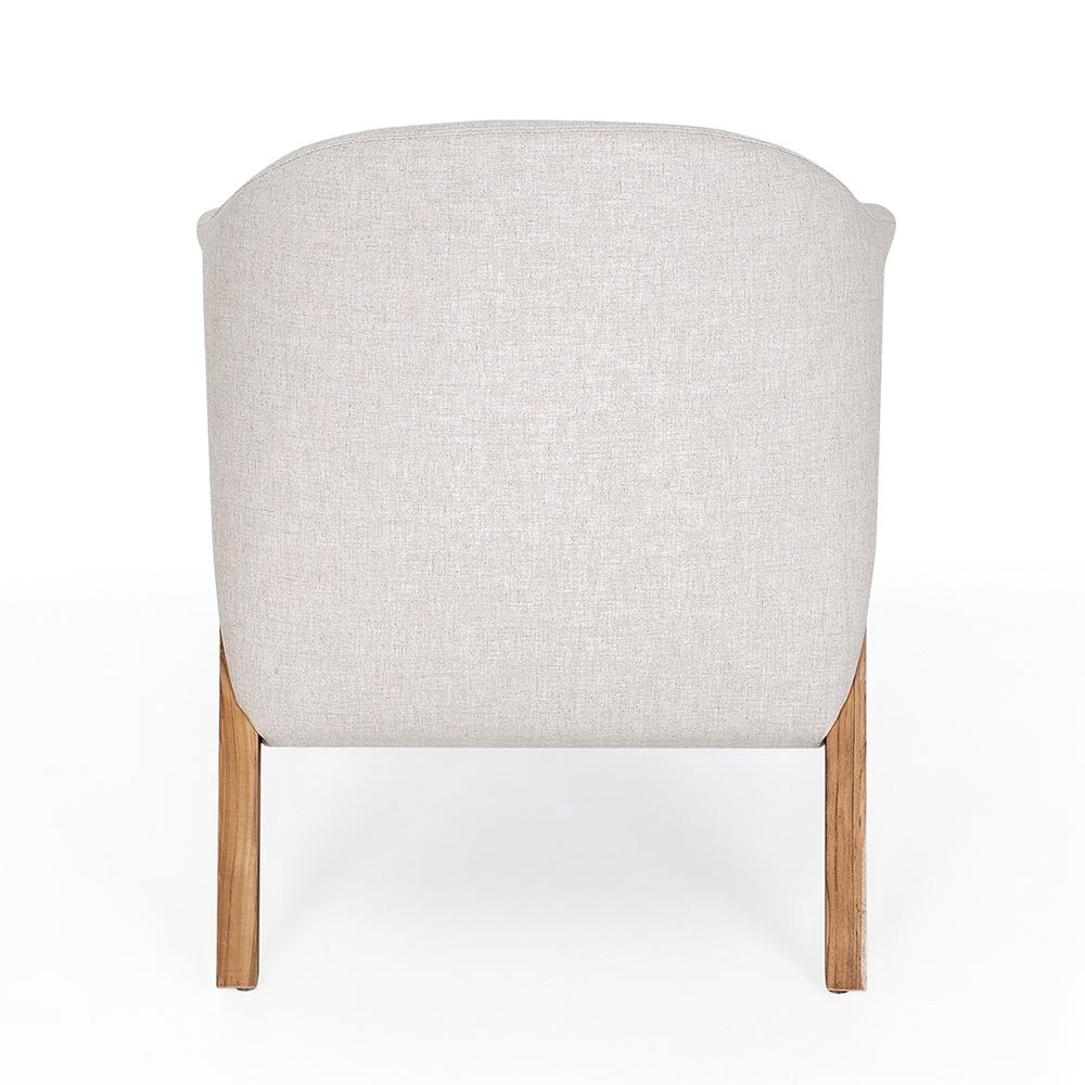 Brazilian Customizable Teak Wood Occasional Armchair with Beige Upholstery, Osa Collection For Sale