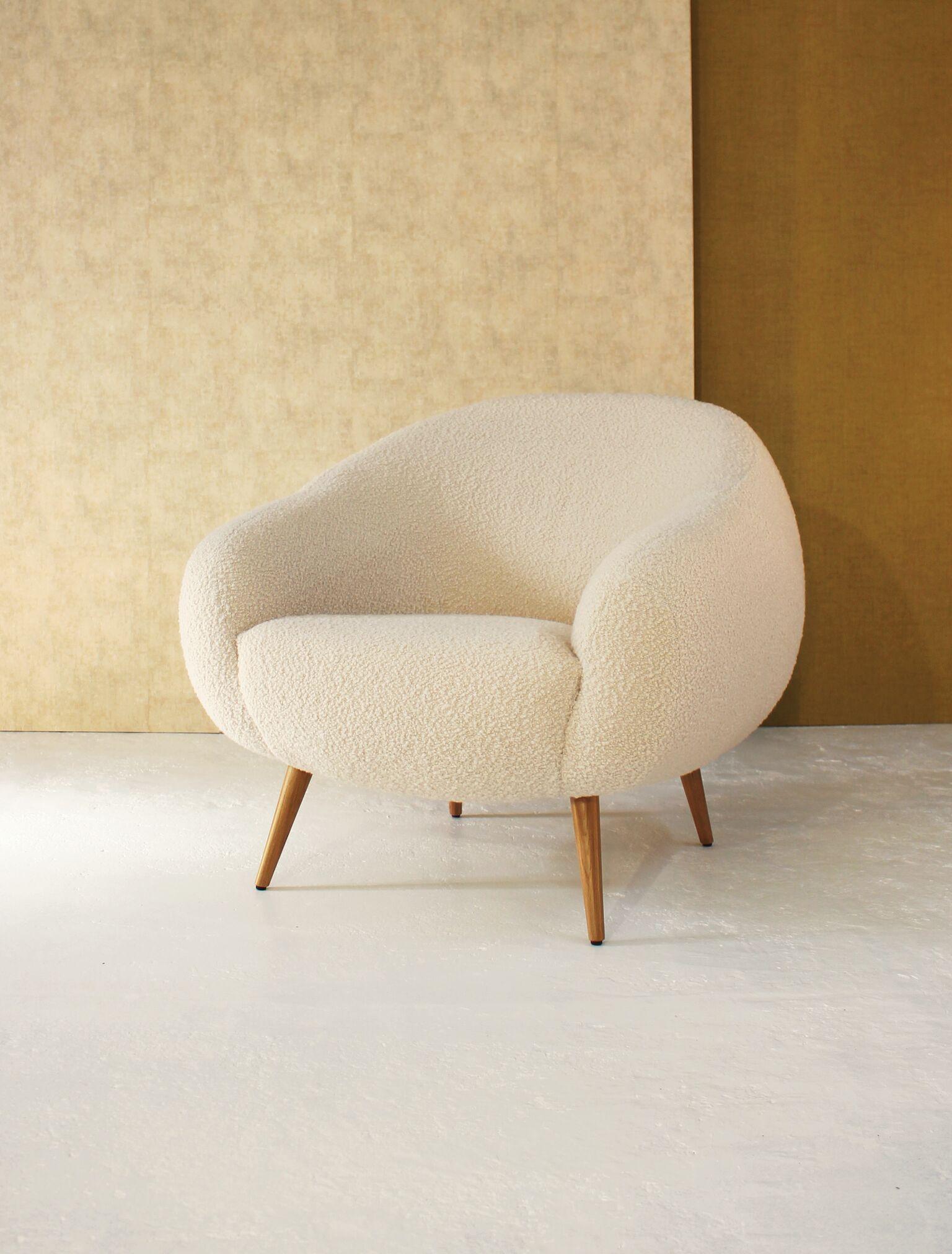 boucle fabric armchair