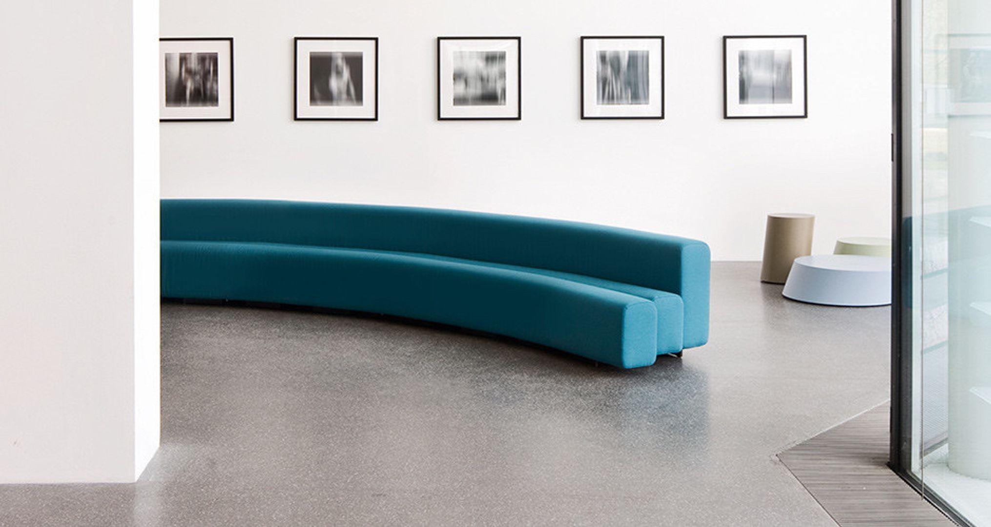 blue curved couch