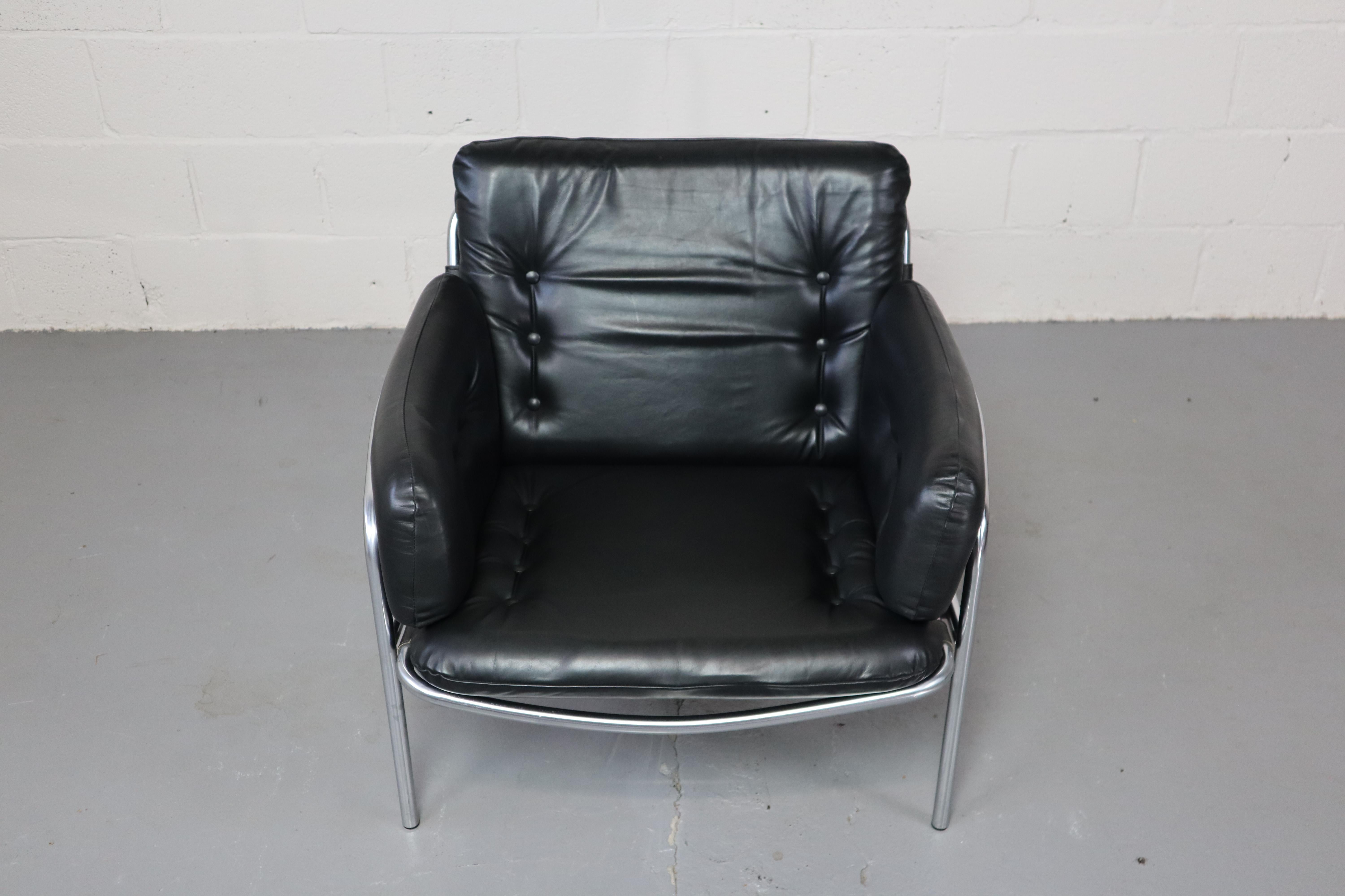 Leather Osaka SZ08 lounge chair by Martin Visser for 't Spectrum Netherlands, 1969 For Sale