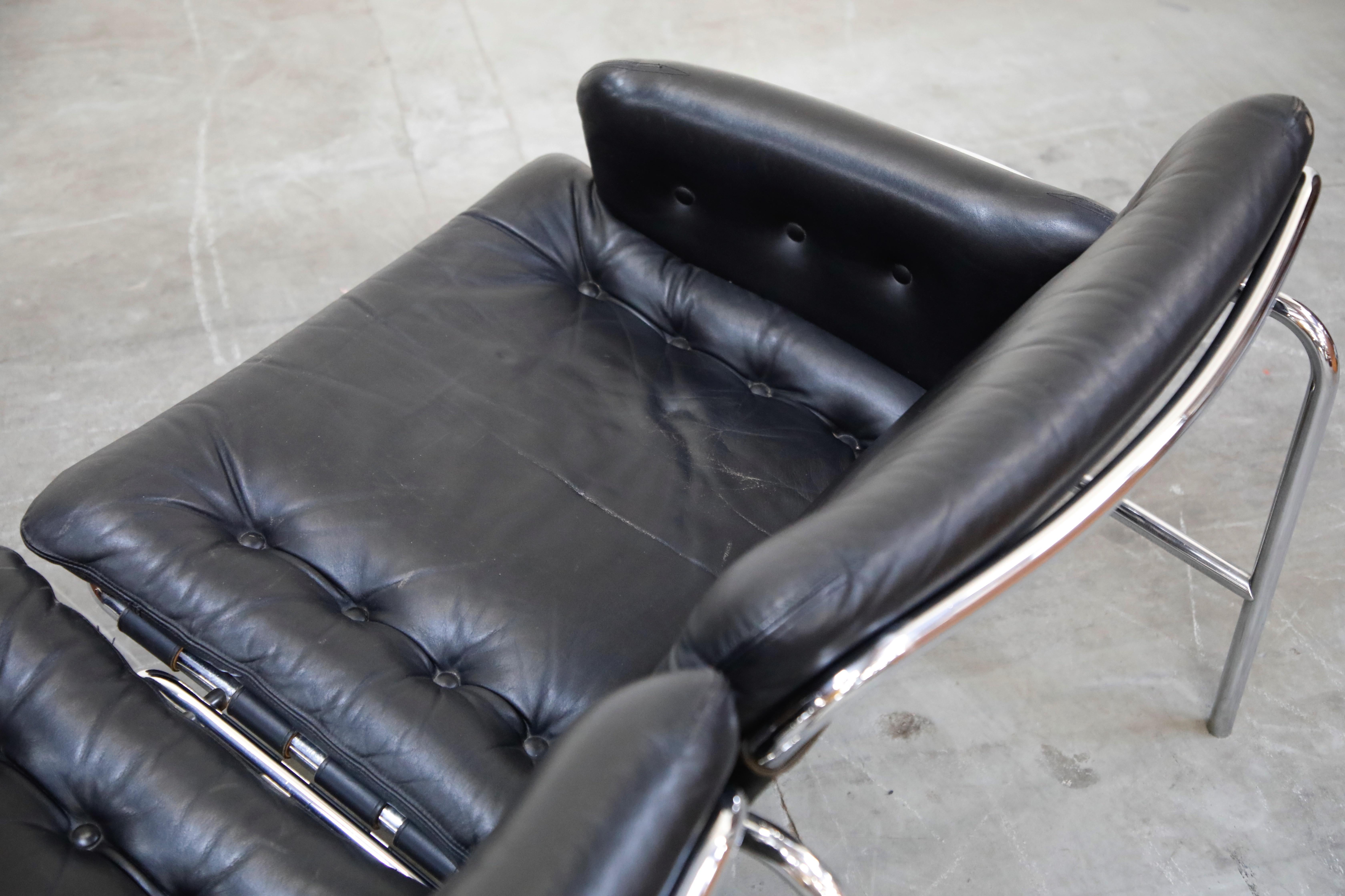 'Osaka' Two-Seat Sofa in Black Leather by Martin Visser for 't Spectrum, 1960s 11