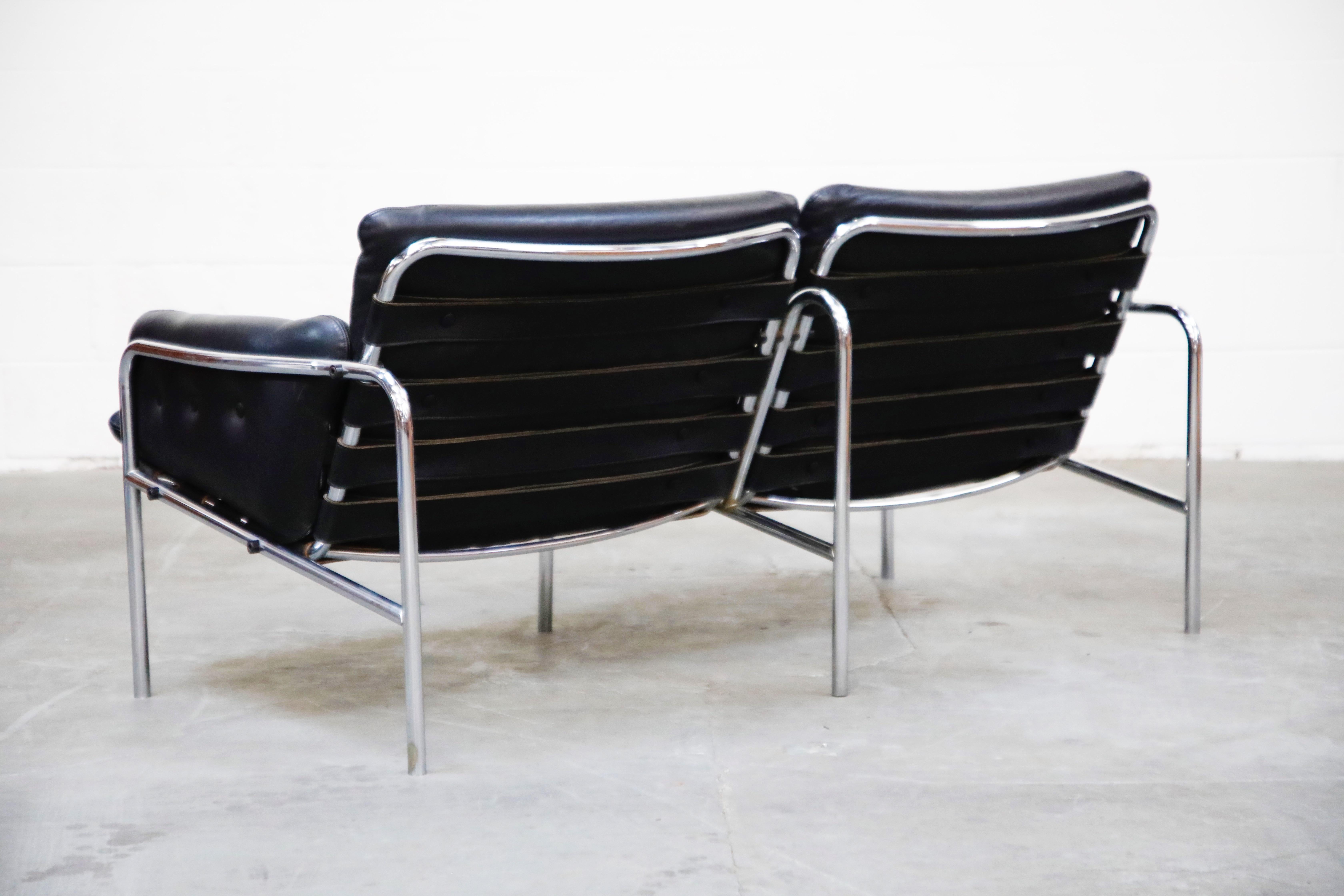 Dutch 'Osaka' Two-Seat Sofa in Black Leather by Martin Visser for 't Spectrum, 1960s