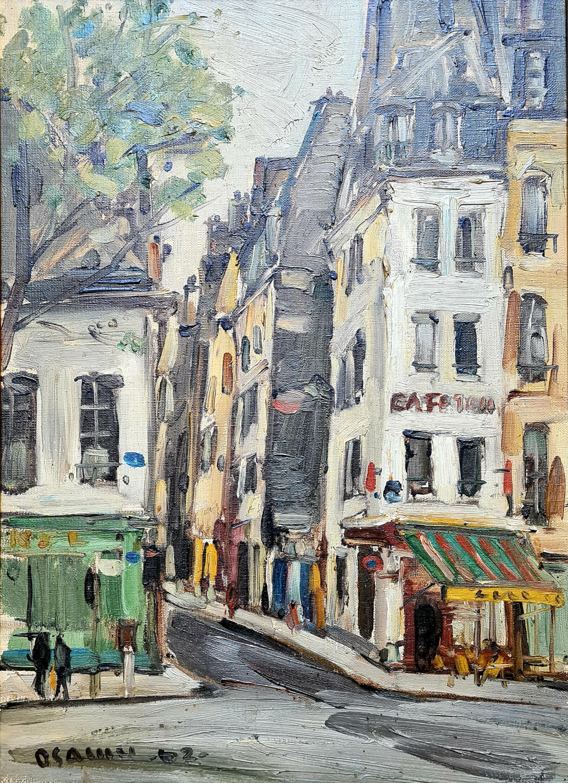 Montparnasse School Mid Century Street View, Circle of Takanori Oguiss & Foujita - Painting by Osamu Komma