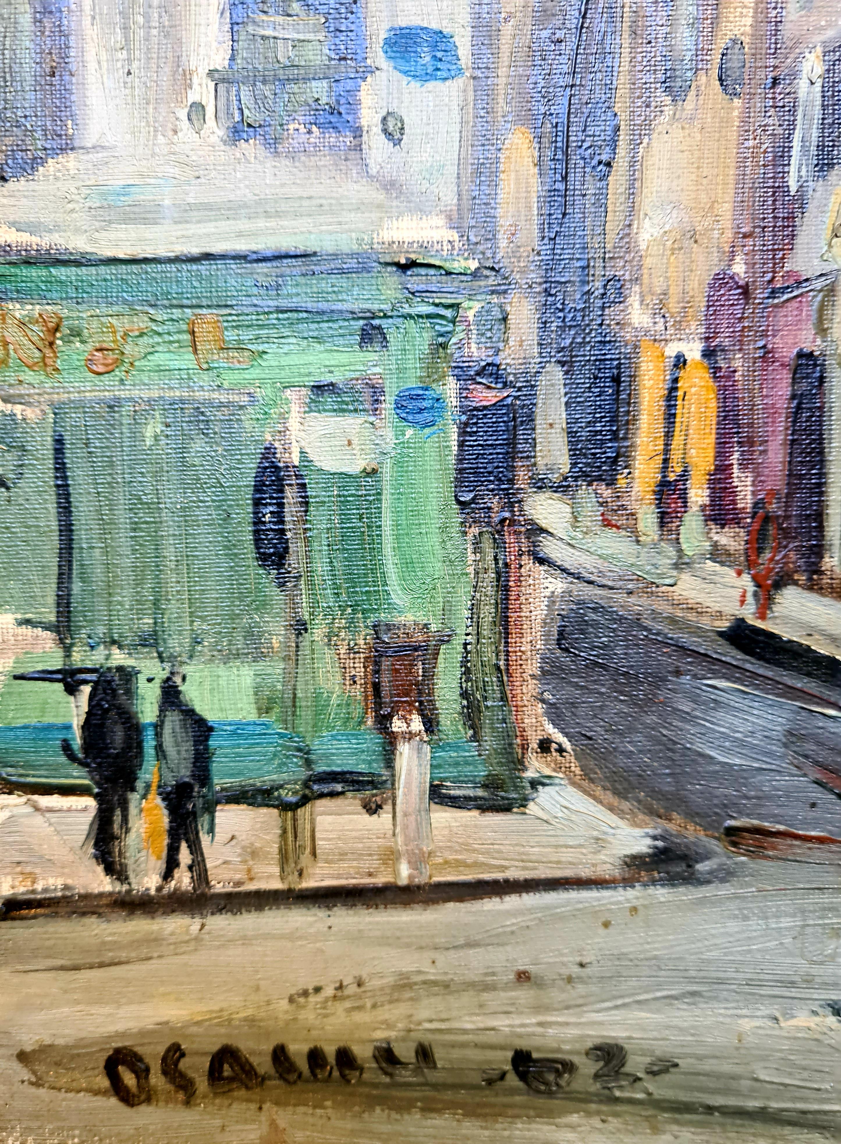 1960s oil on canvas view of the streets around Montparnasse, Paris by Osamu Komma 近馬 治. The painting is signed and dated bottom left and there is script to the back of the canvas. ミッドセンチュリーパリの油絵

A charming and atmospheric painting of the iconic