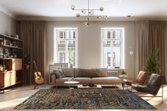 OSAR Hand Tufted Modern Silk Rug in Rust & Beige Grey Colours By Hands