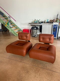 Osca Niemeyer pair of Aran armchairs for Aran Line, Firenze Italy, 1975