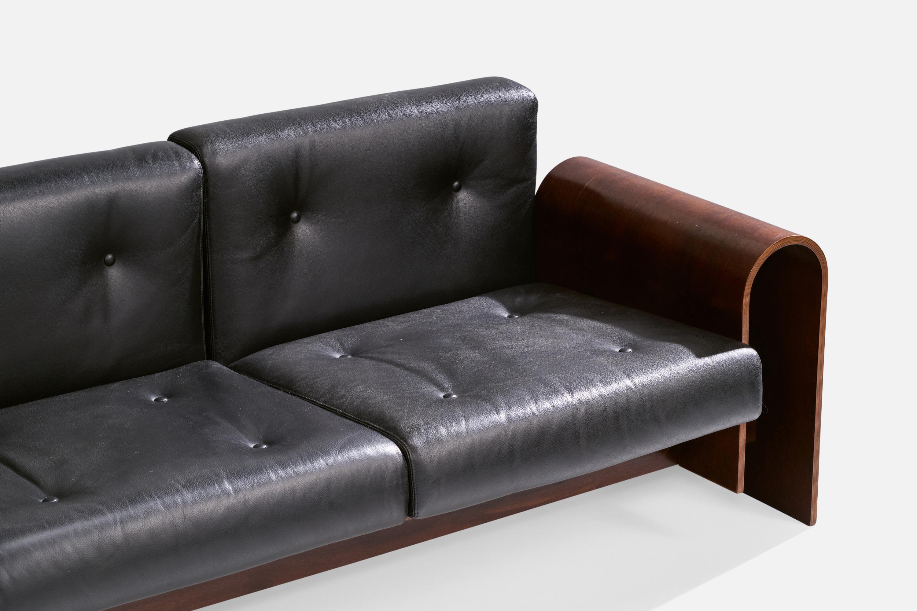 Oscar and Anna Maria Niemeyer, Sofa, Imbuia, Leather, Brazil, 1990 For Sale 10