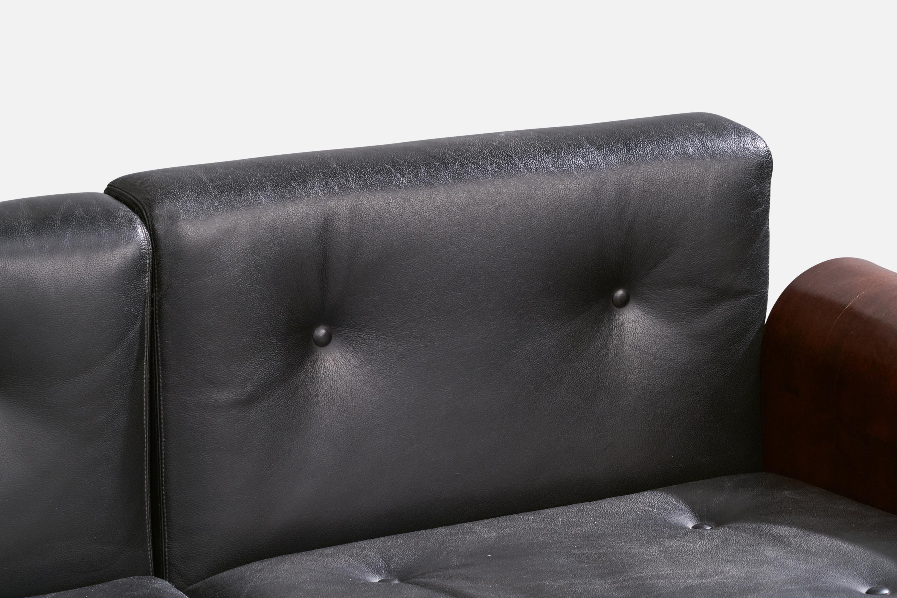Oscar and Anna Maria Niemeyer, Sofa, Imbuia, Leather, Brazil, 1990 For Sale 12