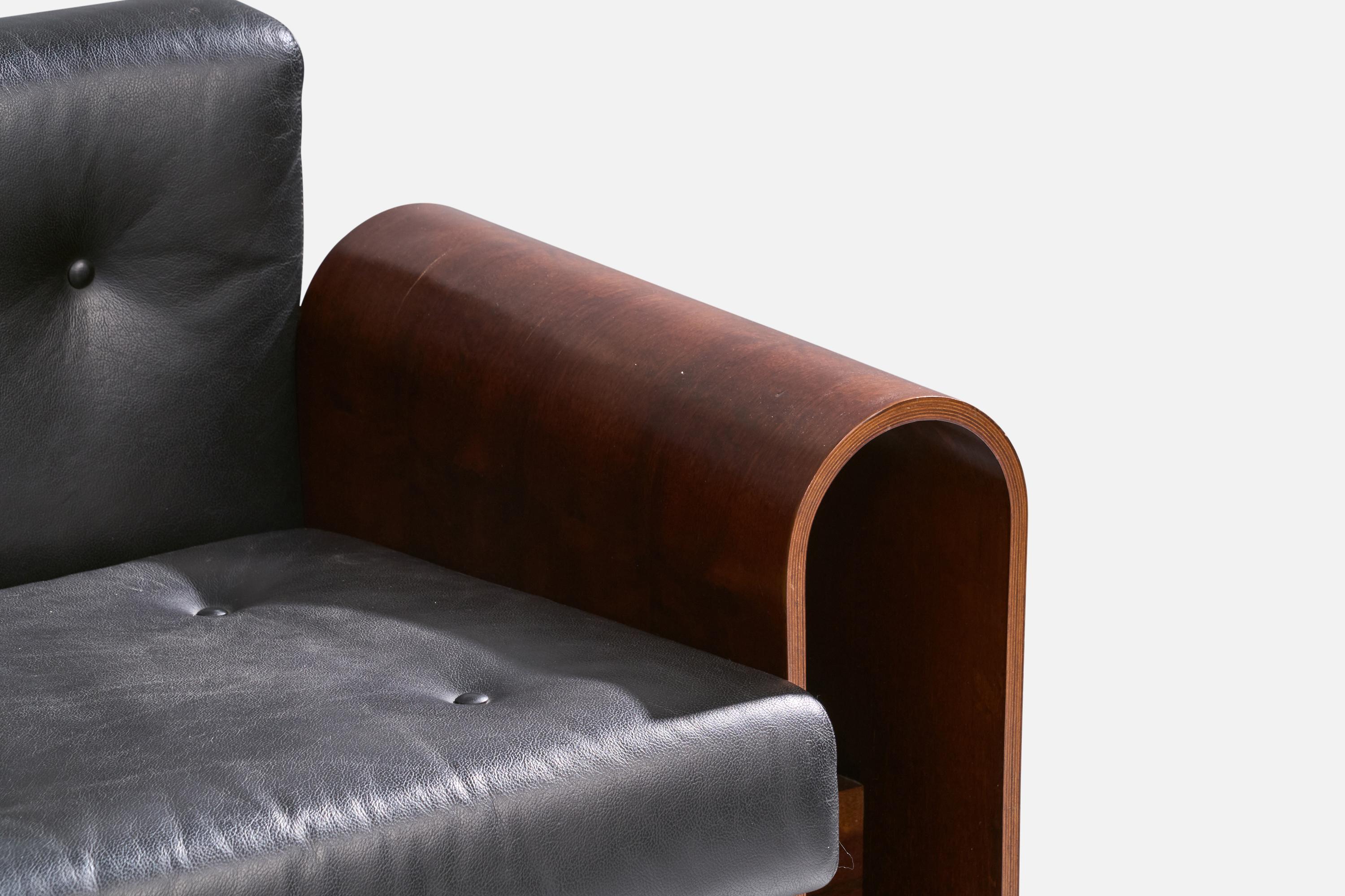 Oscar and Anna Maria Niemeyer, Sofa, Imbuia, Leather, Brazil, 1990 For Sale 13
